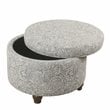 HomePop Transitional Fabric Storage Ottoman with Paisley Floral Pattern in Gray
