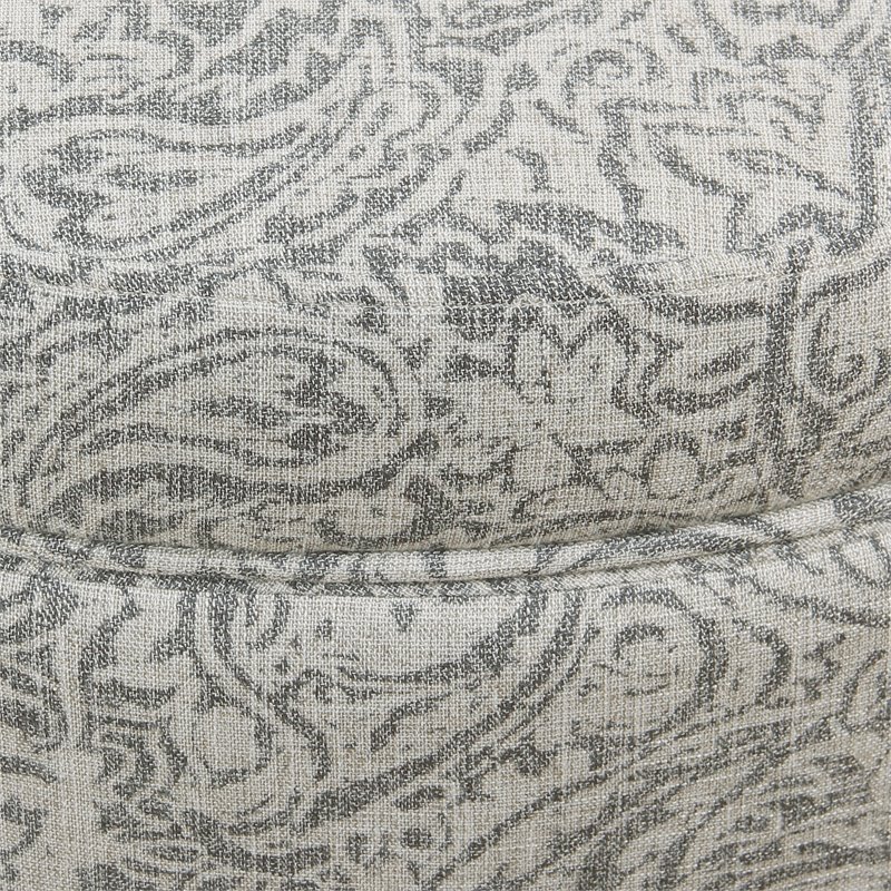 HomePop Transitional Fabric Storage Ottoman with Paisley Floral Pattern in Gray