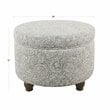 HomePop Transitional Fabric Storage Ottoman with Paisley Floral Pattern in Gray