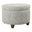 HomePop Transitional Fabric Storage Ottoman with Paisley Floral Pattern in Gray