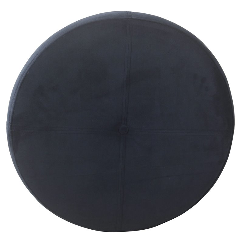 HomePop Transitional Wood and Velvet Large Storage Ottoman in Navy