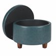 HomePop Transitional Faux Leather Large Storage Ottoman in Blue