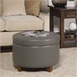HomePop Transitional Faux Leather Large Storage Ottoman in Gray