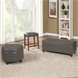 HomePop Transitional Faux Leather Large Storage Ottoman in Gray