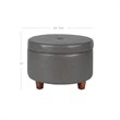 HomePop Transitional Faux Leather Large Storage Ottoman in Gray
