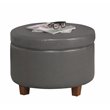 HomePop Transitional Faux Leather Large Storage Ottoman in Gray