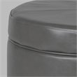 HomePop Transitional Faux Leather Large Storage Ottoman in Gray