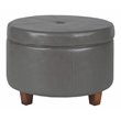 HomePop Transitional Faux Leather Large Storage Ottoman in Gray
