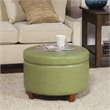 HomePop Transitional Faux Leather Large Storage Ottoman in Green