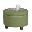 HomePop Transitional Faux Leather Large Storage Ottoman in Green