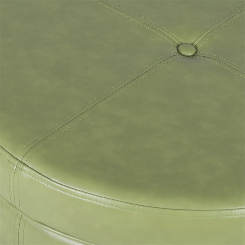 HomePop Transitional Faux Leather Large Storage Ottoman in Green