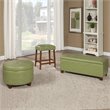 HomePop Transitional Faux Leather Large Storage Ottoman in Green