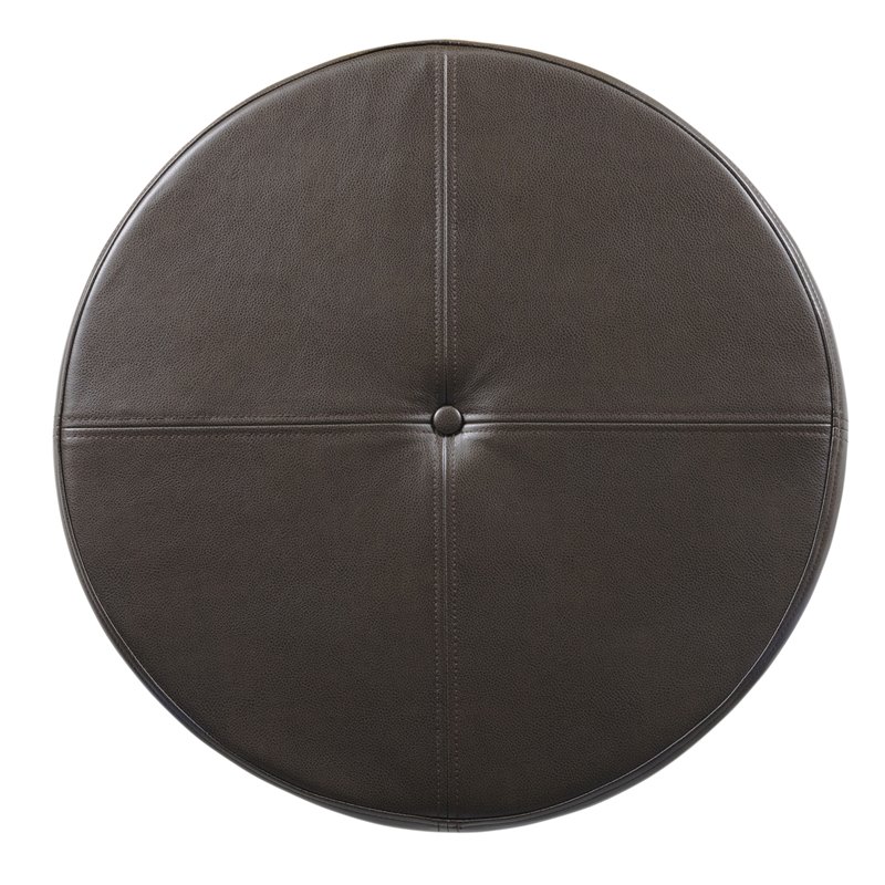 HomePop Transitional Faux Leather Large Storage Ottoman in Brown