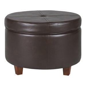 homepop transitional faux leather large storage ottoman in brown