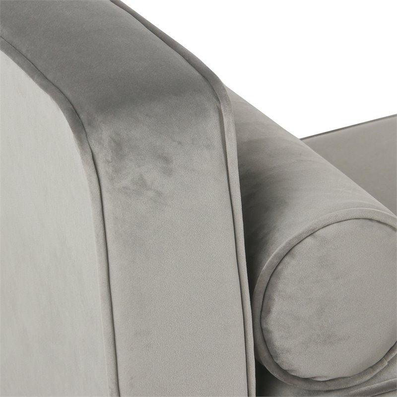 HomePop Rimo Modern Velvet Fabric Storage Bench in Gray Finish