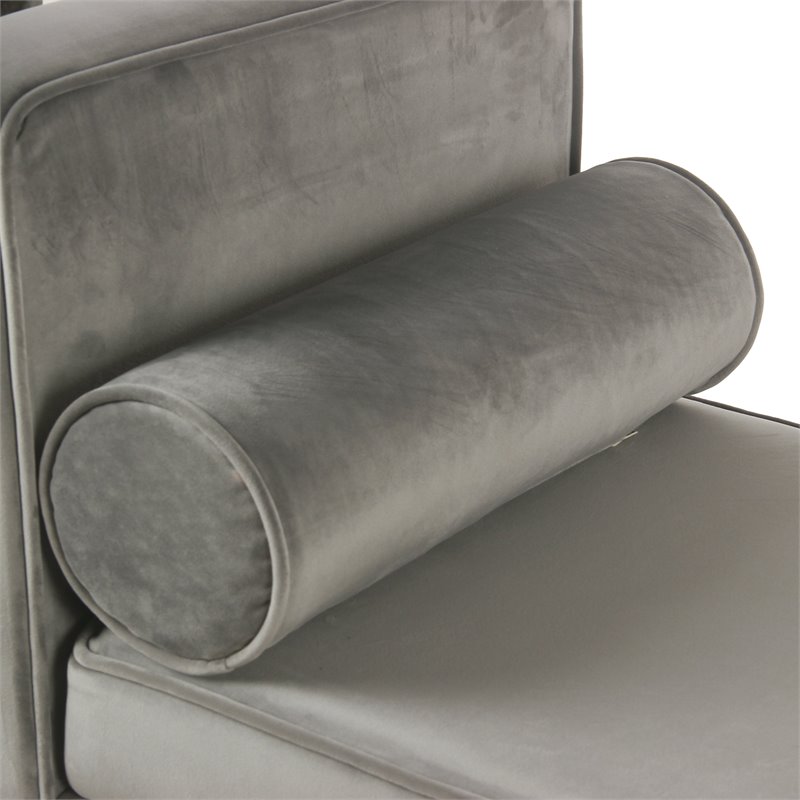 HomePop Rimo Modern Velvet Fabric Storage Bench in Gray Finish