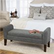 HomePop Tara Transitional Fabric Storage Bench and Settee in Heathered Gray