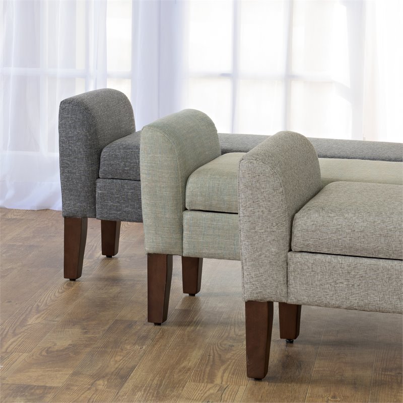 HomePop Tara Transitional Fabric Storage Bench and Settee in Heathered Gray