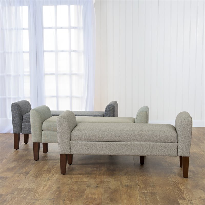 HomePop Tara Transitional Fabric Storage Bench and Settee in Heathered Gray