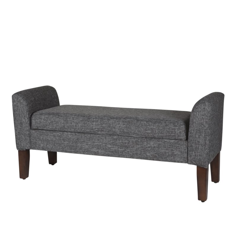 HomePop Tara Transitional Fabric Storage Bench and Settee in Heathered Gray