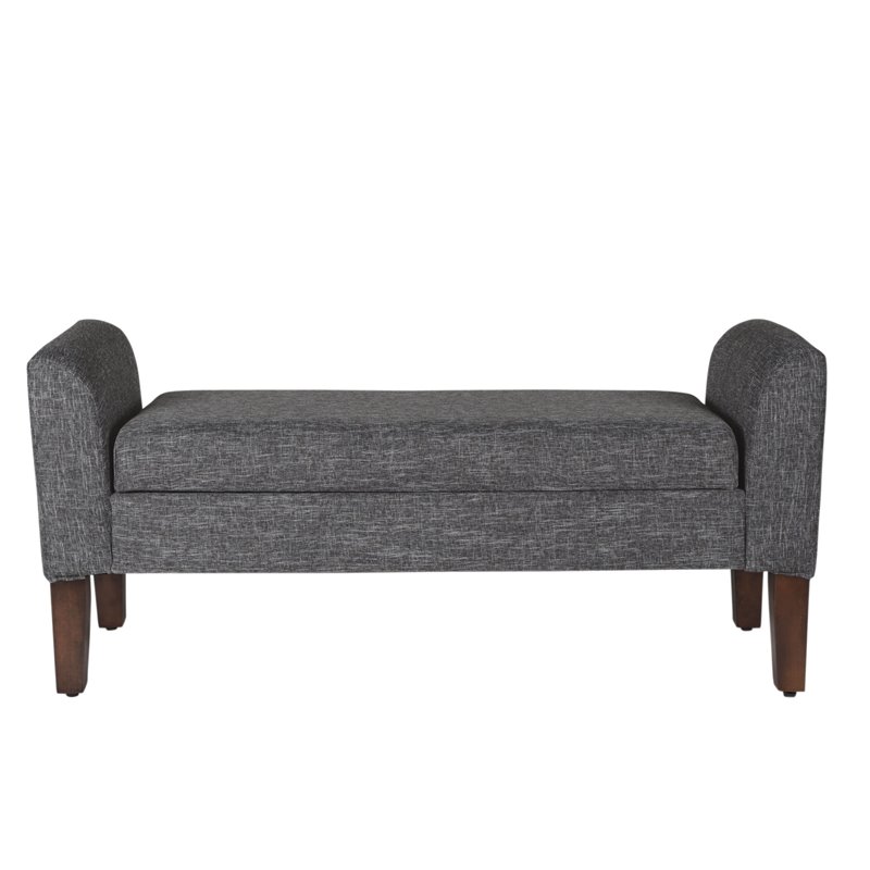 HomePop Tara Transitional Fabric Storage Bench and Settee in Heathered Gray