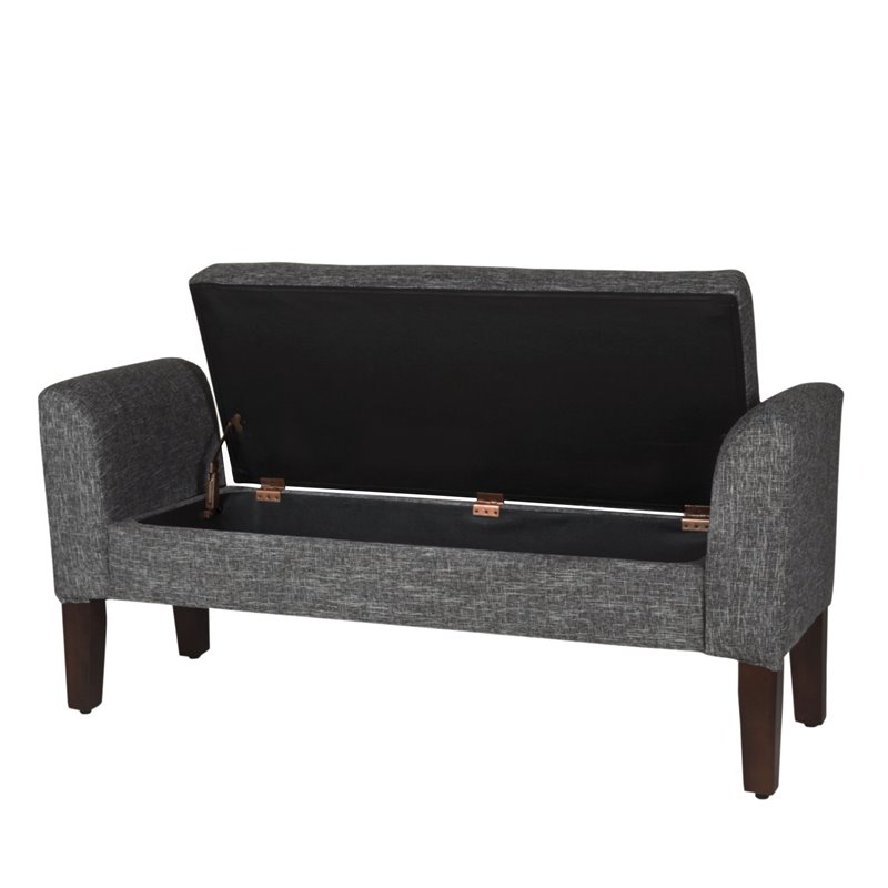 HomePop Tara Transitional Fabric Storage Bench and Settee in Heathered Gray