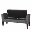 HomePop Tara Transitional Fabric Storage Bench and Settee in Heathered Gray