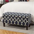 HomePop Transitional Fabric Large Decorative Storage Bench in Navy Blue Geo