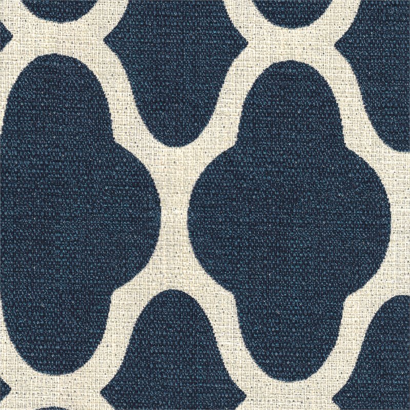 HomePop Transitional Fabric Large Decorative Storage Bench in Navy Blue Geo