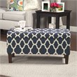 HomePop Transitional Fabric Large Decorative Storage Bench in Navy Blue Geo