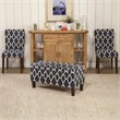 HomePop Transitional Fabric Large Decorative Storage Bench in Navy Blue Geo