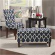 HomePop Transitional Fabric Large Decorative Storage Bench in Navy Blue Geo