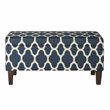 HomePop Transitional Fabric Large Decorative Storage Bench in Navy Blue Geo