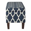 HomePop Transitional Fabric Large Decorative Storage Bench in Navy Blue Geo