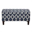 HomePop Transitional Fabric Large Decorative Storage Bench in Navy Blue Geo
