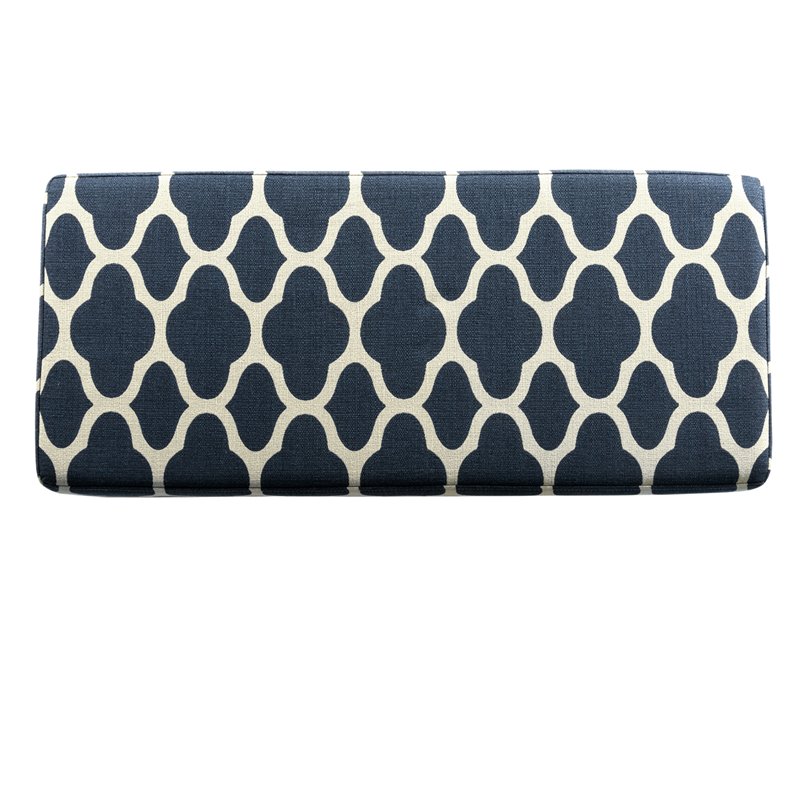 HomePop Transitional Fabric Large Decorative Storage Bench in Navy Blue Geo