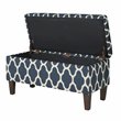 HomePop Transitional Fabric Large Decorative Storage Bench in Navy Blue Geo