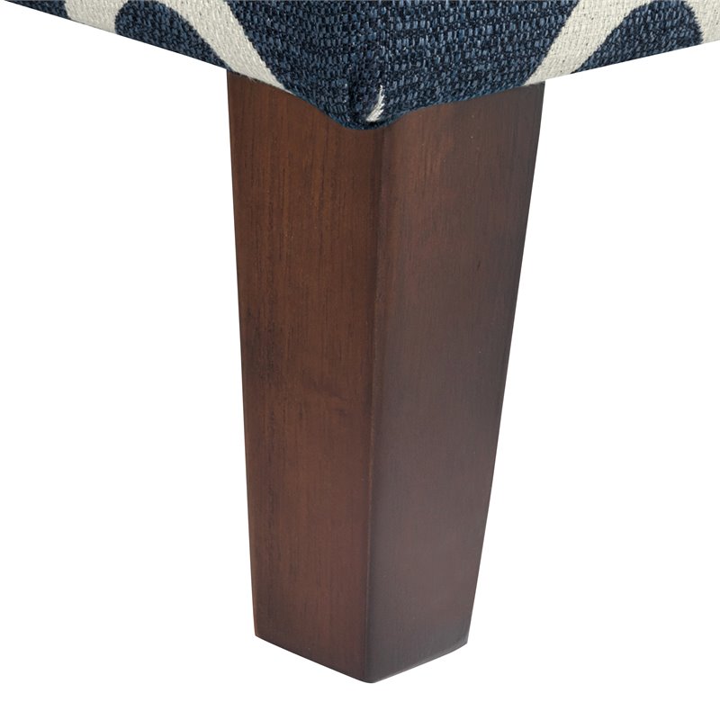 HomePop Transitional Fabric Large Decorative Storage Bench in Navy Blue Geo