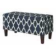 HomePop Transitional Fabric Large Decorative Storage Bench in Navy Blue Geo