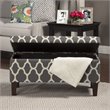 HomePop Transitional Fabric Large Decorative Storage Bench in Geo Gray