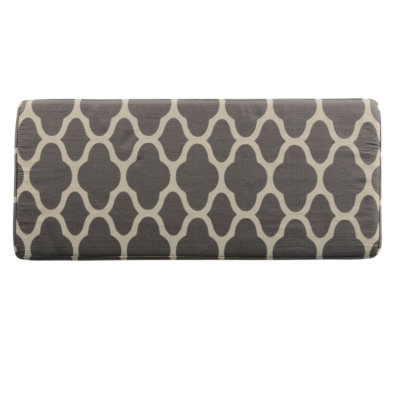 HomePop Transitional Fabric Large Decorative Storage Bench in Geo Gray