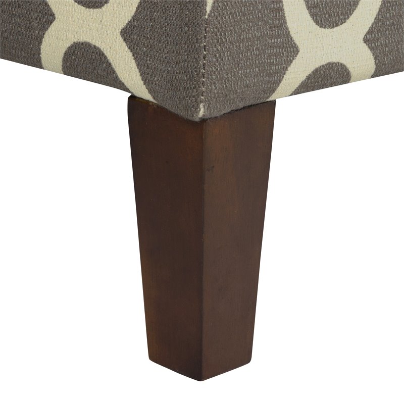 HomePop Transitional Fabric Large Decorative Storage Bench in Geo Gray