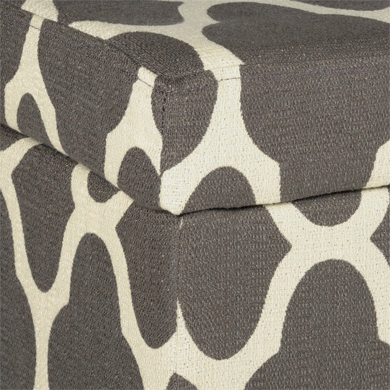 HomePop Transitional Fabric Large Decorative Storage Bench in Geo Gray