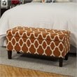 HomePop Transitional Fabric Large Decorative Storage Ottoman in Orange