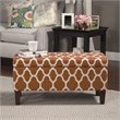 HomePop Transitional Fabric Large Decorative Storage Ottoman in Orange