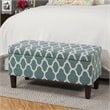 HomePop Transitional Fabric Large Decorative Storage Bench in Teal Blue