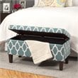 HomePop Transitional Fabric Large Decorative Storage Bench in Teal Blue