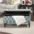 HomePop Transitional Fabric Large Decorative Storage Bench in Teal Blue