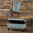 HomePop Transitional Fabric Large Decorative Storage Bench in Teal Blue