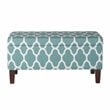 HomePop Transitional Fabric Large Decorative Storage Bench in Teal Blue